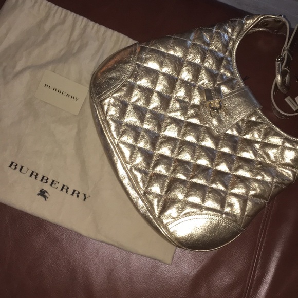 EUC VINTAGE BURBERRY HOBBO METALIC HANDBAG - Picture 1 of 8